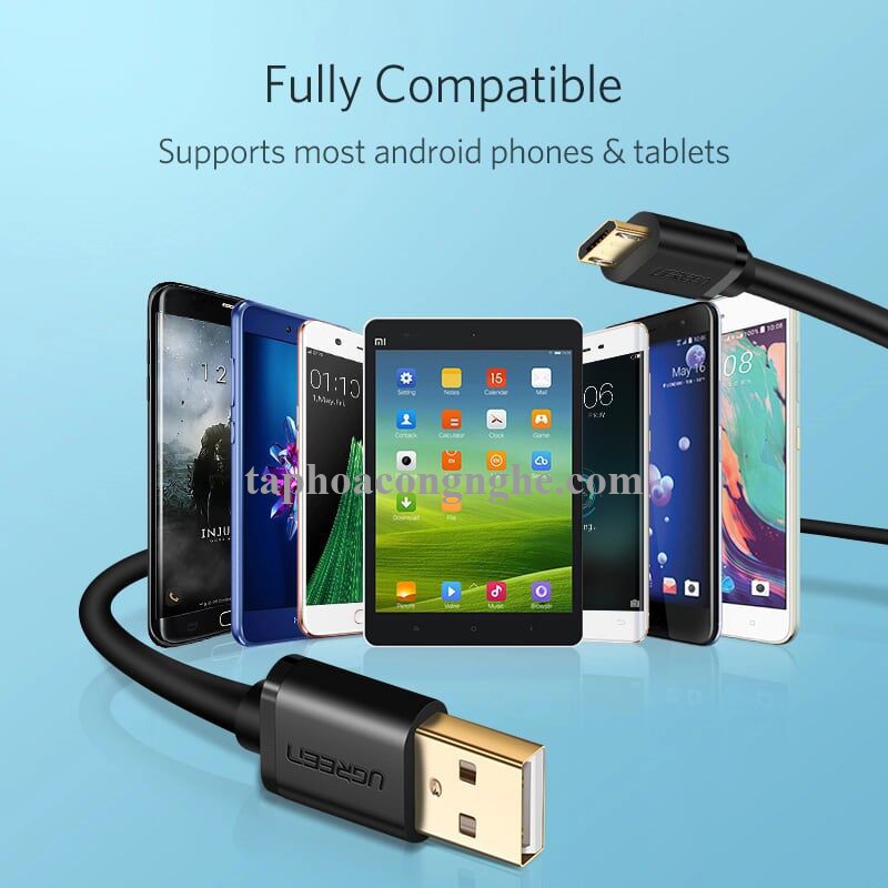 Ugreen 10835 0.5M màu Đen Cáp sạc truyền dữ liệu USB 2.0 sang MICRO USB lõi đồng US125 30010835